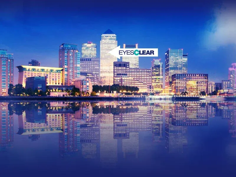 Canary Wharf, London — the district where EyesClear's registered office sits at Level39, One Canada Square.